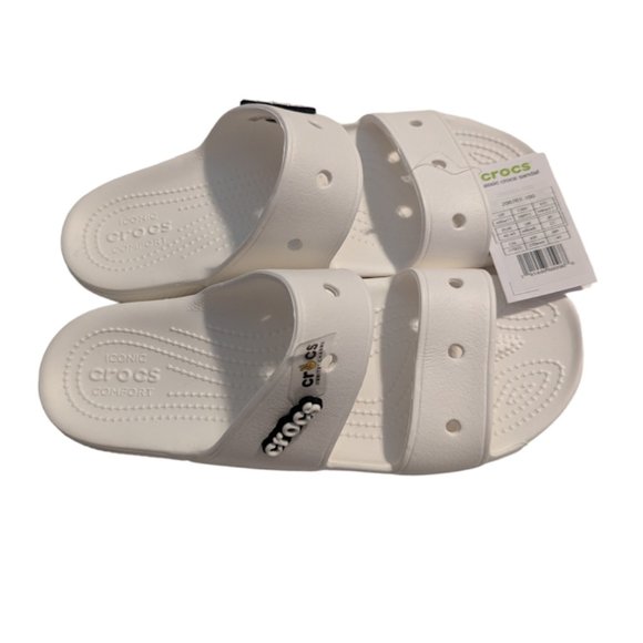 Crocs Unisex Sandals Men\'s Size 9 Women\'s Size 11 White & Jibbitz 206761-100 New main image 8
